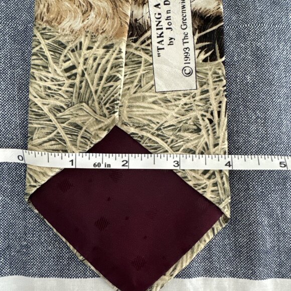 100% Silk Tie Wolf ‘Taking A Break’ John Dawson 1993 Endangered Species - Picture 6 of 7
